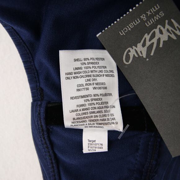 Mossimo Tankini Top Blue Halter Neck Built In Padding Swimsuit Striped Small - Picture 9 of 10